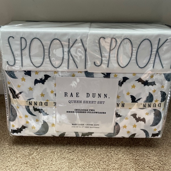 Rae Dunn Other - HTF Rae Dunn Spooky Bats & Moons Halloween Sheet Set ENCHANTE White New